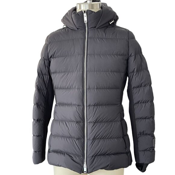 BURBERRY NEWBRIDGE BLACK HOODED QUILTED DOWN LONG PARKA PUFFER COAT US SZ. 12 - Picture 5 of 12